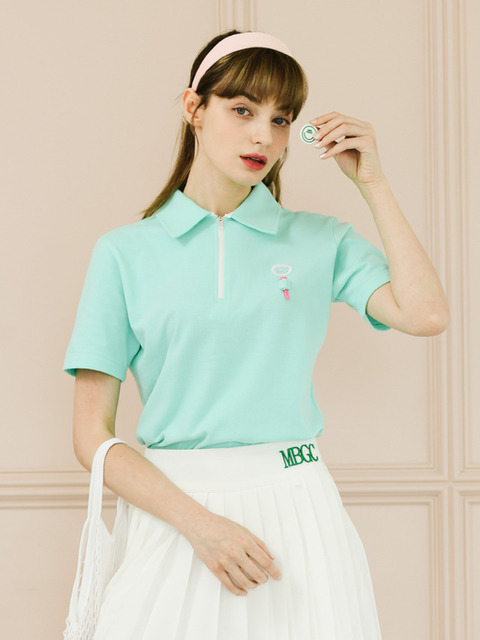 골프,골프 - 몽버디골프 (MonBirdie Golf) - NEW WAPPEN COLLAR NECK PK 와펜 반집업 티셔츠 MINT