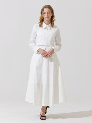Tale flare A line long skirt - white