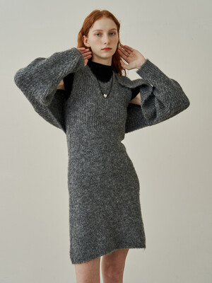 Kumi sleeveless knit mini dress - grey