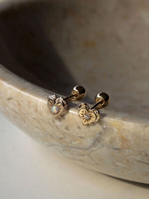 14k vintage heart stone piercing (2type)
