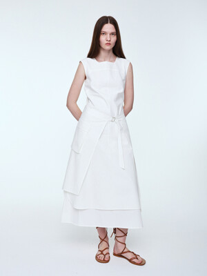 Organic Cotton Wrap Detachable Dress _ White