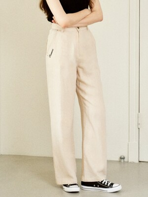 Soft Semi-wide Linen Pants (Beige)