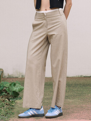 Waist Layered Straight Pants  Khaki (KE4521M01H)