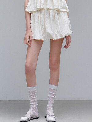 comos 1146 waffle balloon skirt (cream)