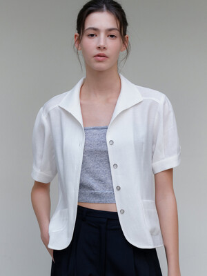 comos 1178 flat collar two-way blouse (white)