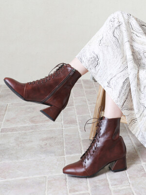 [리퍼브][250]Retro Lace-Up boots (Vintage Brown)