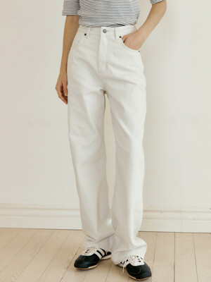 semi wide denim pants 219 (cream beige)