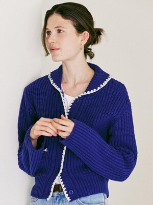 A STITCH LINE KNIT CARDIGAN_BLUE