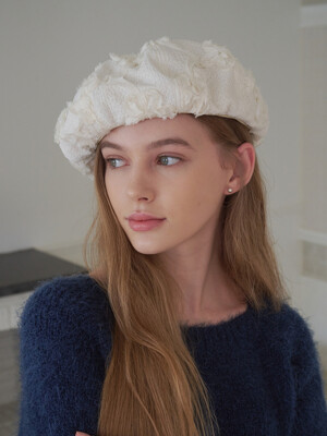 [단독] 3D Flower Beret (Ivory)