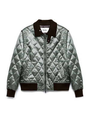 QUILTED BOMBER JACKET SATIN OLIVE GREEN