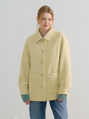 [단독] WOOL BOUCLE HALF COAT_BUTTER