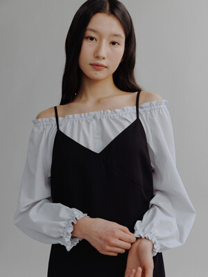 TALIA SHIRRING BLOUSE_MIST BLUE
