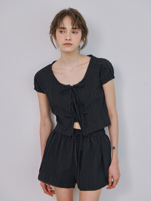 LACE PUFF BLOUSE_BLACK
