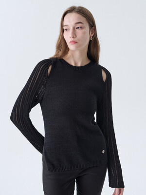 Cut-out Longsleeve Knit Pullover_2color