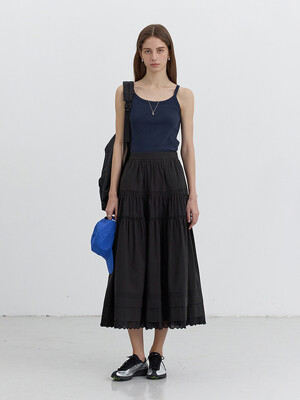 TIERED FULL SKIRT BLACK_UDSK5B231BK