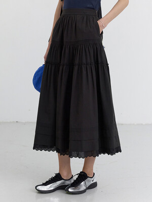 TIERED FULL SKIRT BLACK_UDSK5B231BK