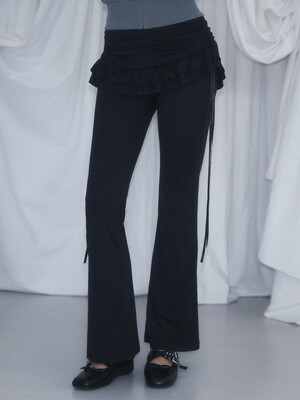 Cancan Layered Boots Cut Pants [Black]