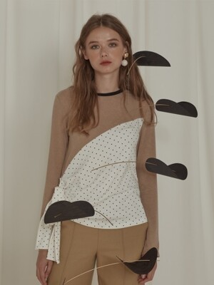 Brown Dotted Pattern Wool Knit