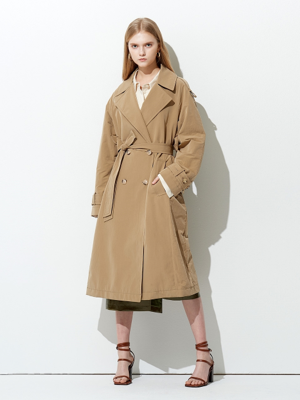 LIGHT NYLON COTTON TRENCH COAT BEIGE