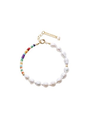Half Color Dot & Pearl Bracelet