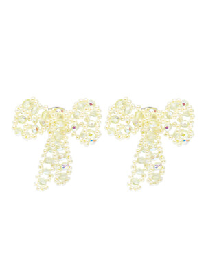 [단독]Soft Ribbon Beads Earrings (Twinkle Lemon)