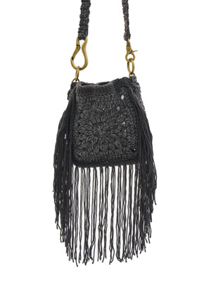 HANDMADE CROCHET FRINGE BAG_[CHARCOAL]