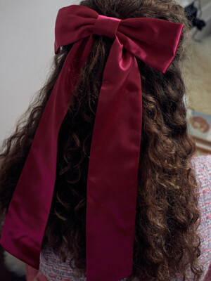 Pink Long Satin Ribbon Hair Pin