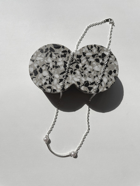 주얼리 - 밀서울 (MIL SEOUL) - Silver Pipe Pearl Necklace 