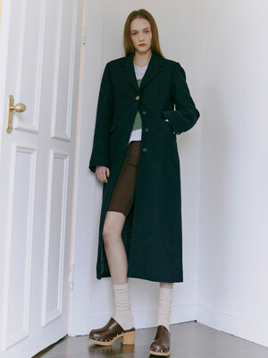 Slim Single Long Coat, Black