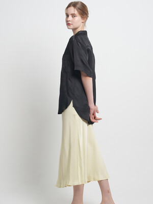 BIAS CUT LONG SKIRT LEMON