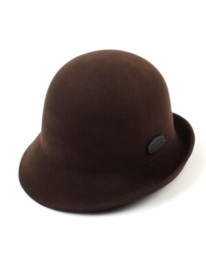 French Wool Brown Cloche Hat 울페도라