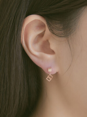 Frame Cube Drop Stud Earrings