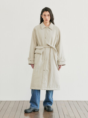 Twill Padded Mac Coat_Beige