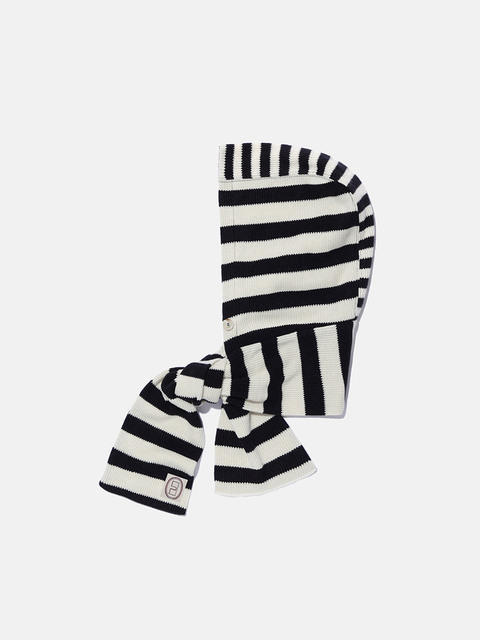 스카프/머플러,스카프/머플러 - 카락터 (karactor) - Striped knit balaclava muffler / Ivory black