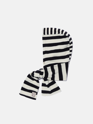 Striped knit balaclava muffler / Ivory black