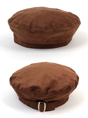 Belted Brown Suede Beret 베레모