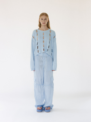 Joy Cut-Out Pullover - Baby Blue