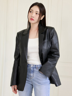 23SN leather single jacket [BK]