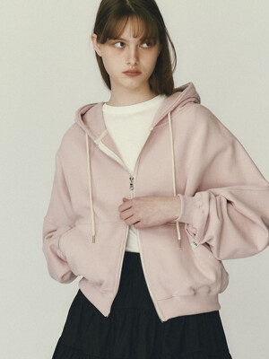 CROP HOOD ZIPUP - PINK