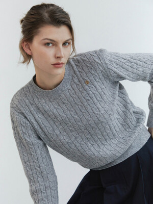 Cable pullover knit / Melange gray
