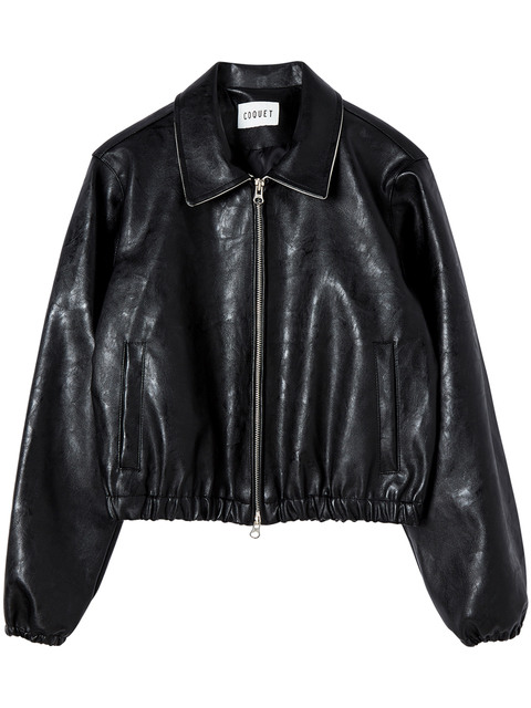아우터 - 코케트 스튜디오 (COQUET STUDIO) - [WOMAN] VEGANLEATHER CROP JUMPER  BLACK