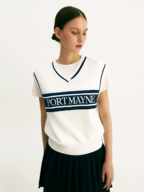 니트,골프,골프 - 포트메인 (PORT MAYNE) - MAYNE LOGO JACQUARD VEST - WHITE
