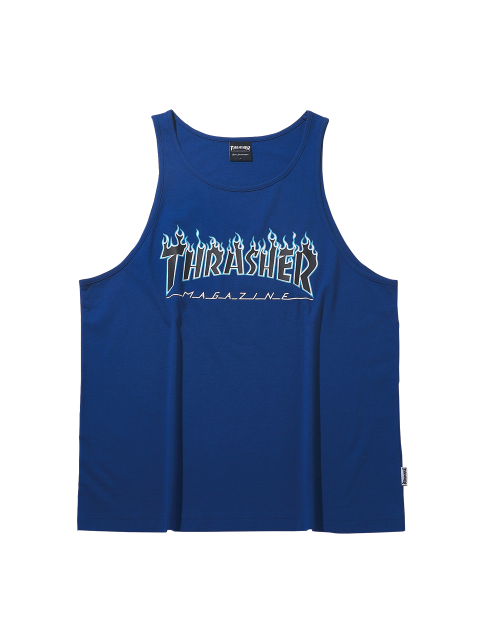 티셔츠 - 트레셔 (THRASHER) - 플레임 슬리브리스 탑 블루