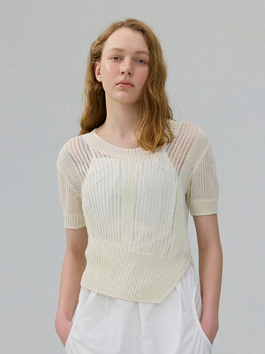 Open-Work Knit Top_IVORY
