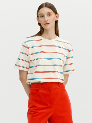 COSENZA Stripe t-shirts (Natural&Red)