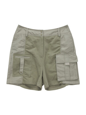 SWEAT COMBI CARGO SHORTS IN KHAKI