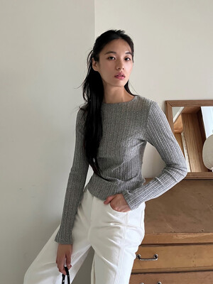 Slim Line Ribbed T-Shirts_Melange Gray