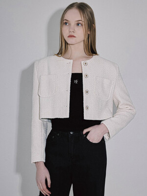 Tweed Crop Jacket [Ivory]