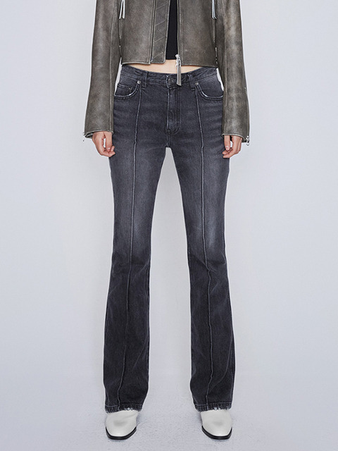 데님 - 애프터아워즈 (AFTERHOURS) - DENIM PINTUCK BOOTSCUT PANTS (GREY)
