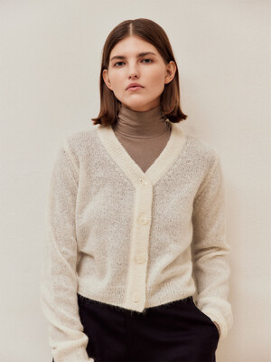 [FW23] MOHAIR CROPPED SWEATER CARDIGAN (IVORY)